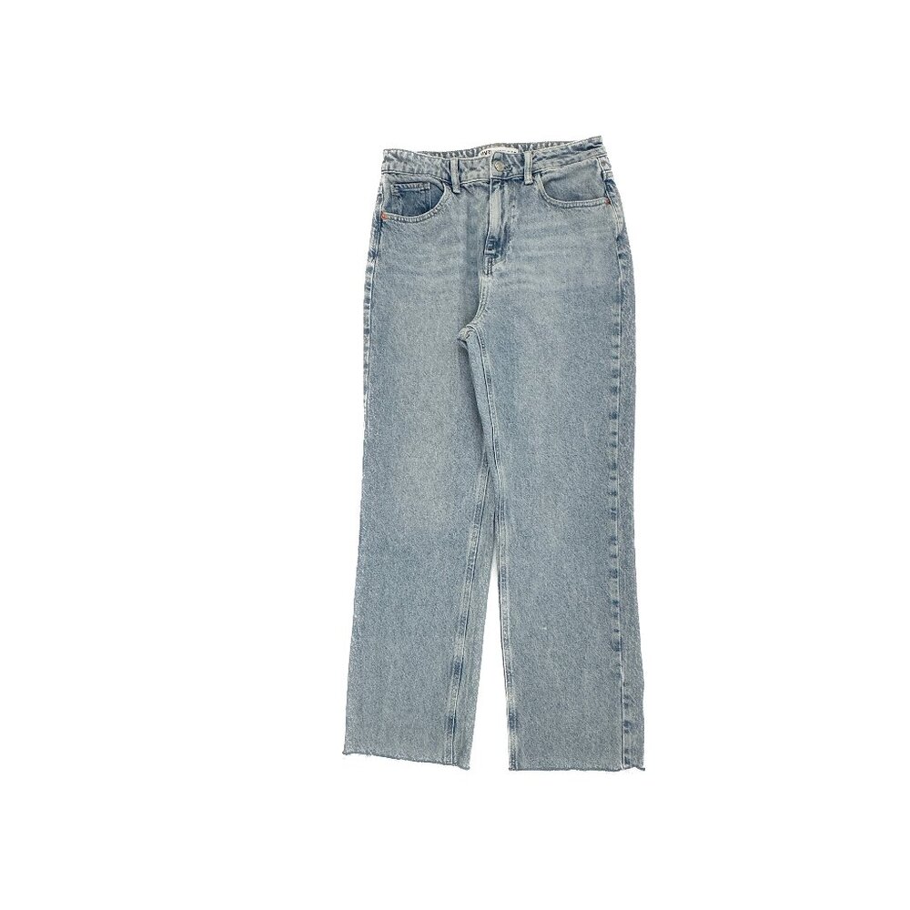 Zara Relaxed Straight Raw Hem Women's size 6 Medium‎ Wash Blue Denim Jeans